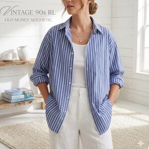Ralph Lauren Blue Label Striped Button Down Shirt True Vintage 1990s